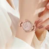 Hannah Martin Top Brand Women Stainless Steel Mesh With White Rose Gold Clock Original Japanese Quartz Movement Luxury Watches 3