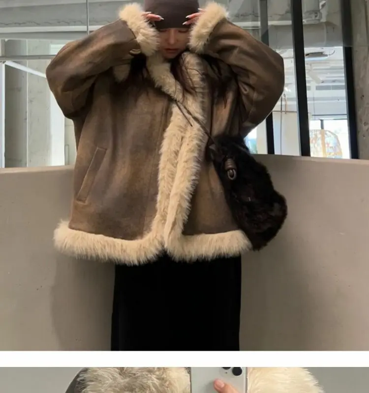 Lamb Wool Fur one Cotton-Padded fUR Coat 2024 Winter Fatty Senior Sense Plus Cashmere Thick Cotton-Padded Coat Jacket Zichao X4