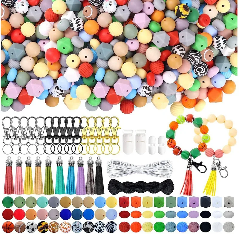 

Multiple Styles And Shapes Silicone Beads Bulk Rubber Beads 15MM For Keychain Making Kit