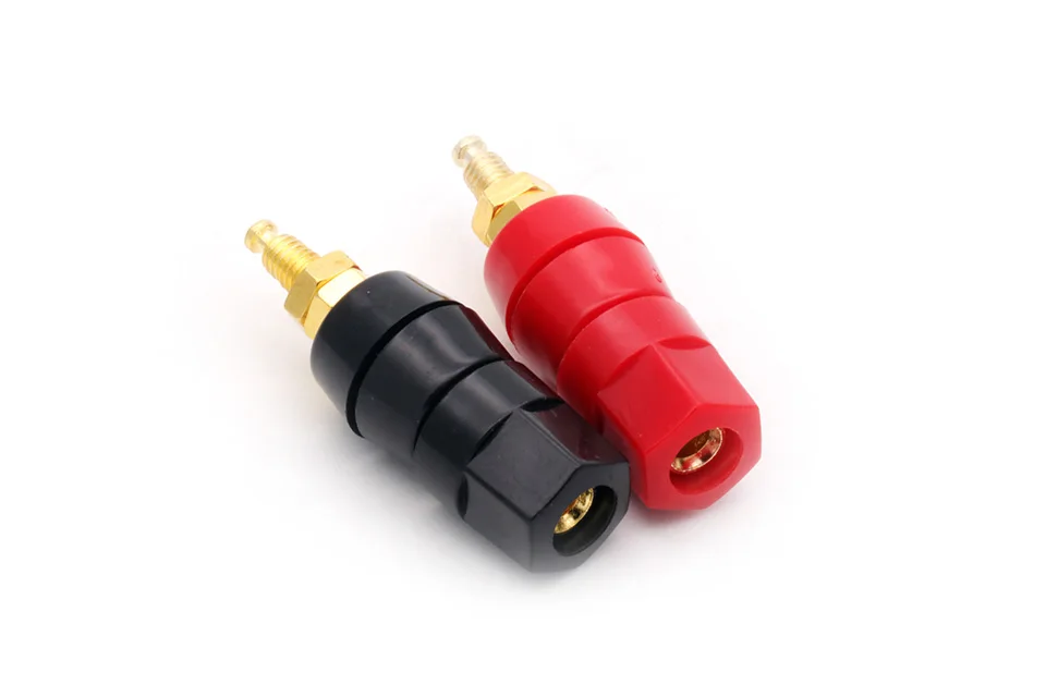 borne de ligação de banana banhada ouro amplificador de corrente grande conector plugue terminal de pares vermelho preto