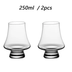 Crystal Glass Whiskey Cup Set - Lead-Free Barware Glasses (250ml) (2PCS)