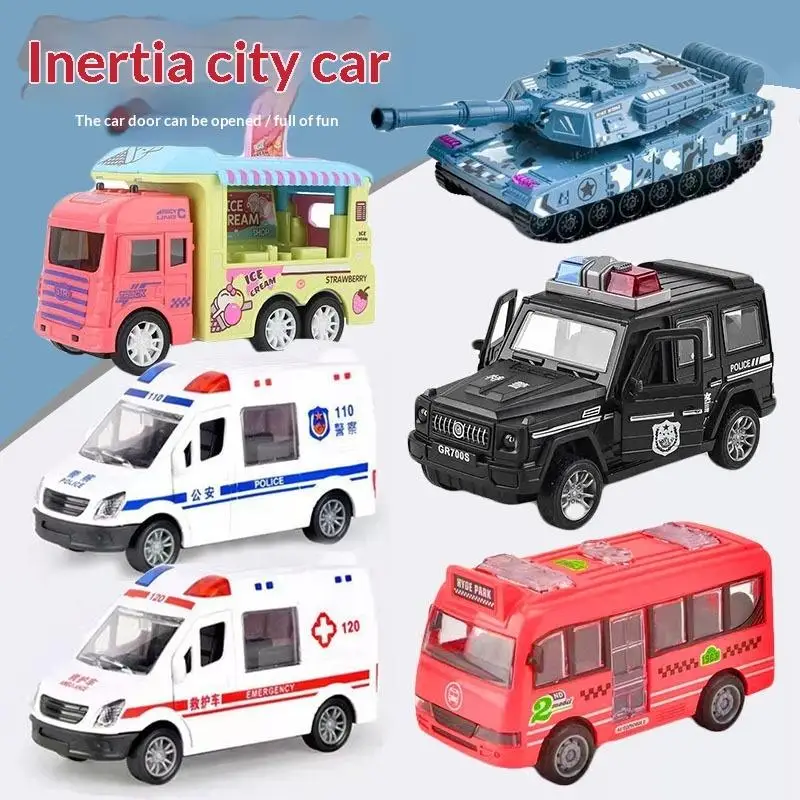 Fire Truck Hospital Rescue Ambulance Police Car ABS Cars Model Drop-resistant Openable Door Car Toys For Children Boys Gifts