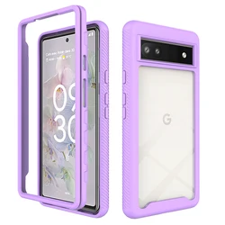 Heavy Duty Rugged Armor Shockproof Case with Soft TPU and Hard Plastic Transparent Back Cover - Pixel 6 Pro (Light Purple)