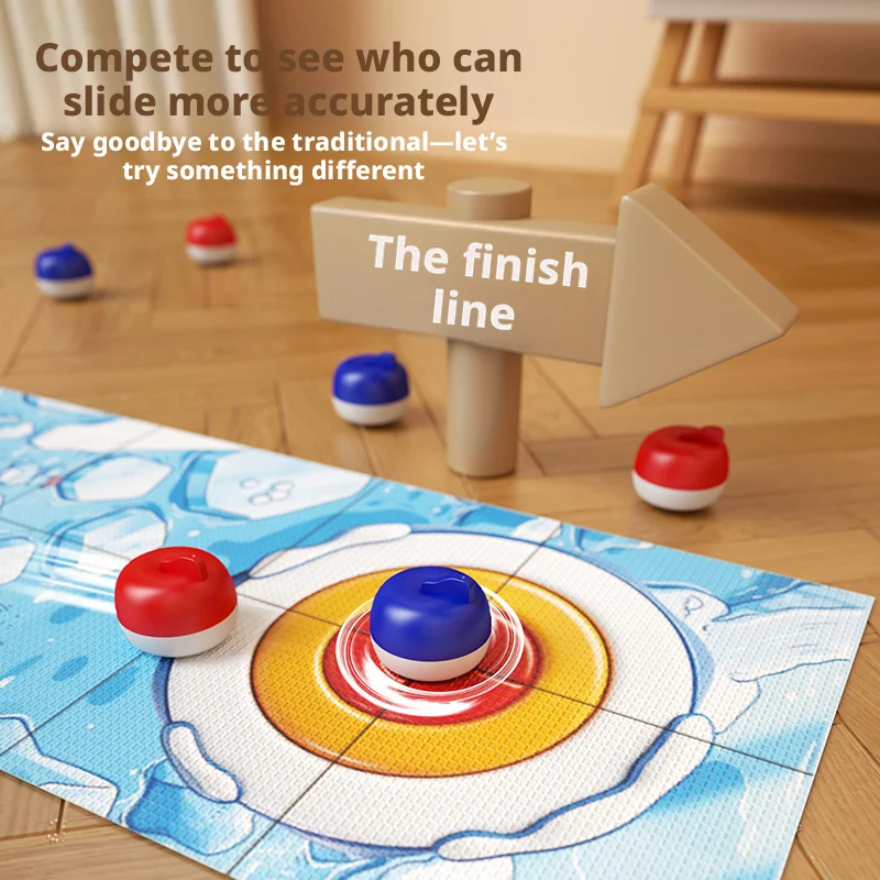 Giochi da tavolo con motivi a cartoni animati per bambini: gioco da tavolo Curling con 8-16 rulli e dischi da shuffleboard, giocattoli interattivi per divertimento in famiglia - immagine 2
