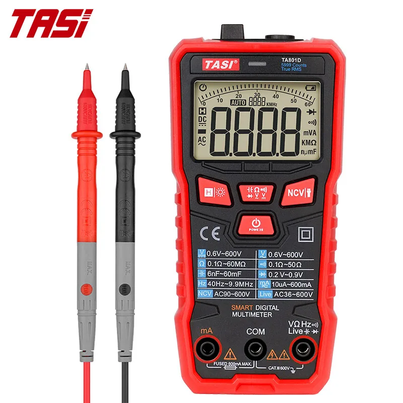 Digital Multimeter Mini Smart Ture Rms Ac Dc Ncv Auto Range Digital Meter Tester Voltage Meter TASI TA801A TA801B TA801C TA801D