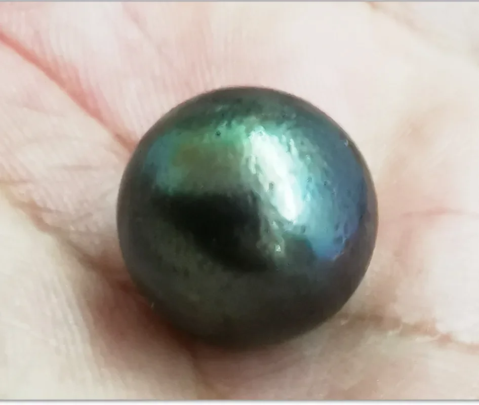 Huge17-18mm Black Green Round Loose Pearl Undrill Women Wedding Party Jewelry DIY Making Earring Ring Pendant