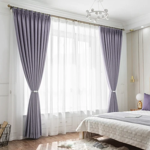 Luxury Soft Blinds Solid Curtains Dark Green/Purple/pink Blackout Window Curtains for Living Room Bedroom Drapery 