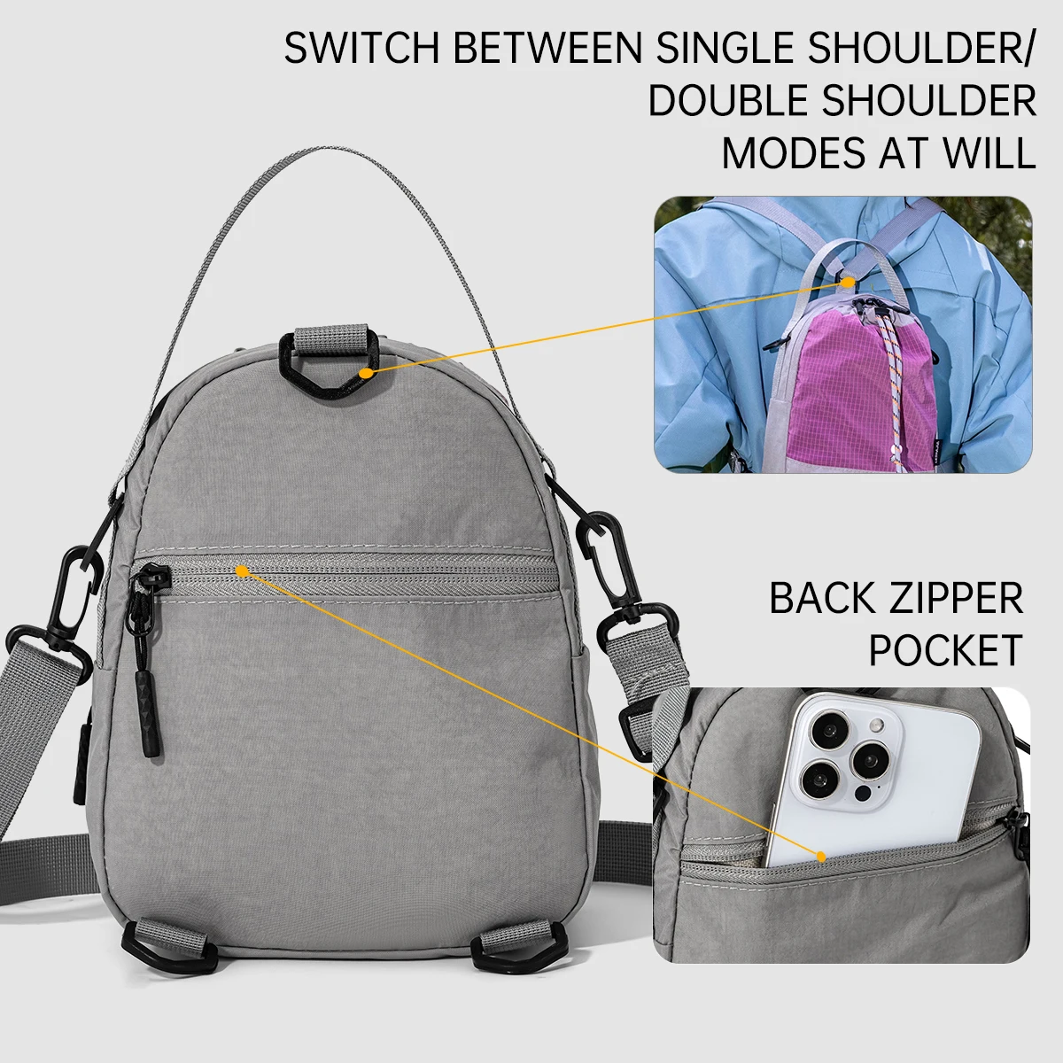 Multifunctional Camping Backpack, Women's Crossbody Bag, Outdoor Sports Cycling Water Bottle Bag, Lightweight Mobile Phone Bag, Lightweight for Commuting