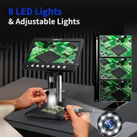 Microscope numérique LCD 7 pouces, loupe 50X-1200X, 5MP HD, 8 lumières LED pour la réparation électronique, anneau de soudure, vue sur PC, cadeaux 3
