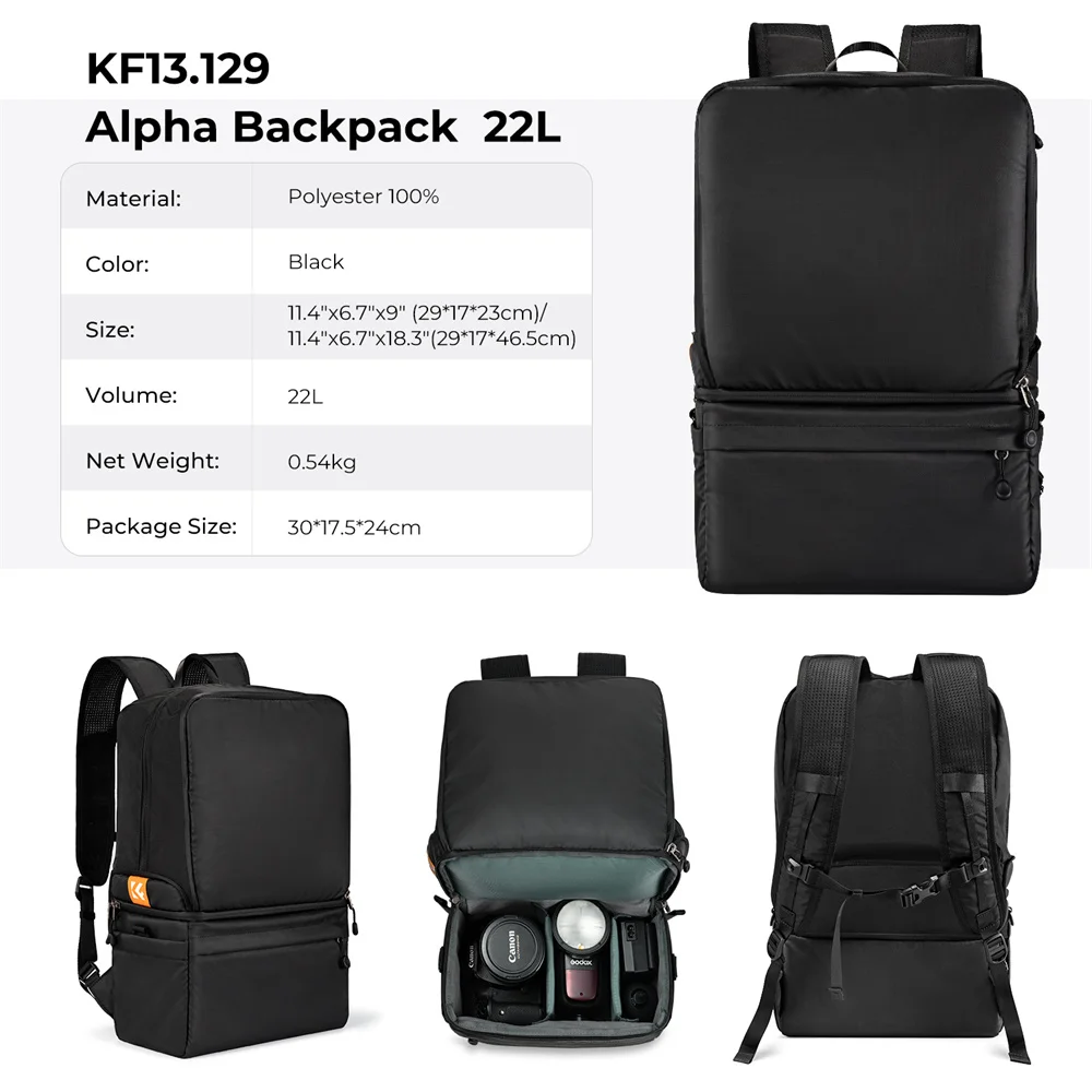 K & F 컨셉 접이식 카메라 가방, 사진 작가 비즈니스 카메라 배낭, 방수 여행 일상 가방, 크로스바디 카메라 가방