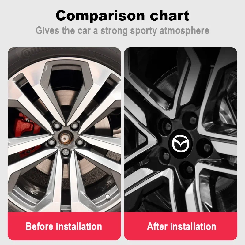 4Pcs 56mm 60mm Car Wheel Hub Center Cap For Mazda 2 5 6 7 323 RX7 RX8 MX3 MX5 Axela Atenza Rim Cover Emblem Stickers Accessories 6