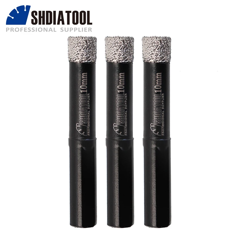 SHDIATOOL 3pcs/set Diamond Core Drill Bit Brazed Triangular Shank Brazed Dry Hole Saw Hole Opener Ceramic Tile Marble Granite