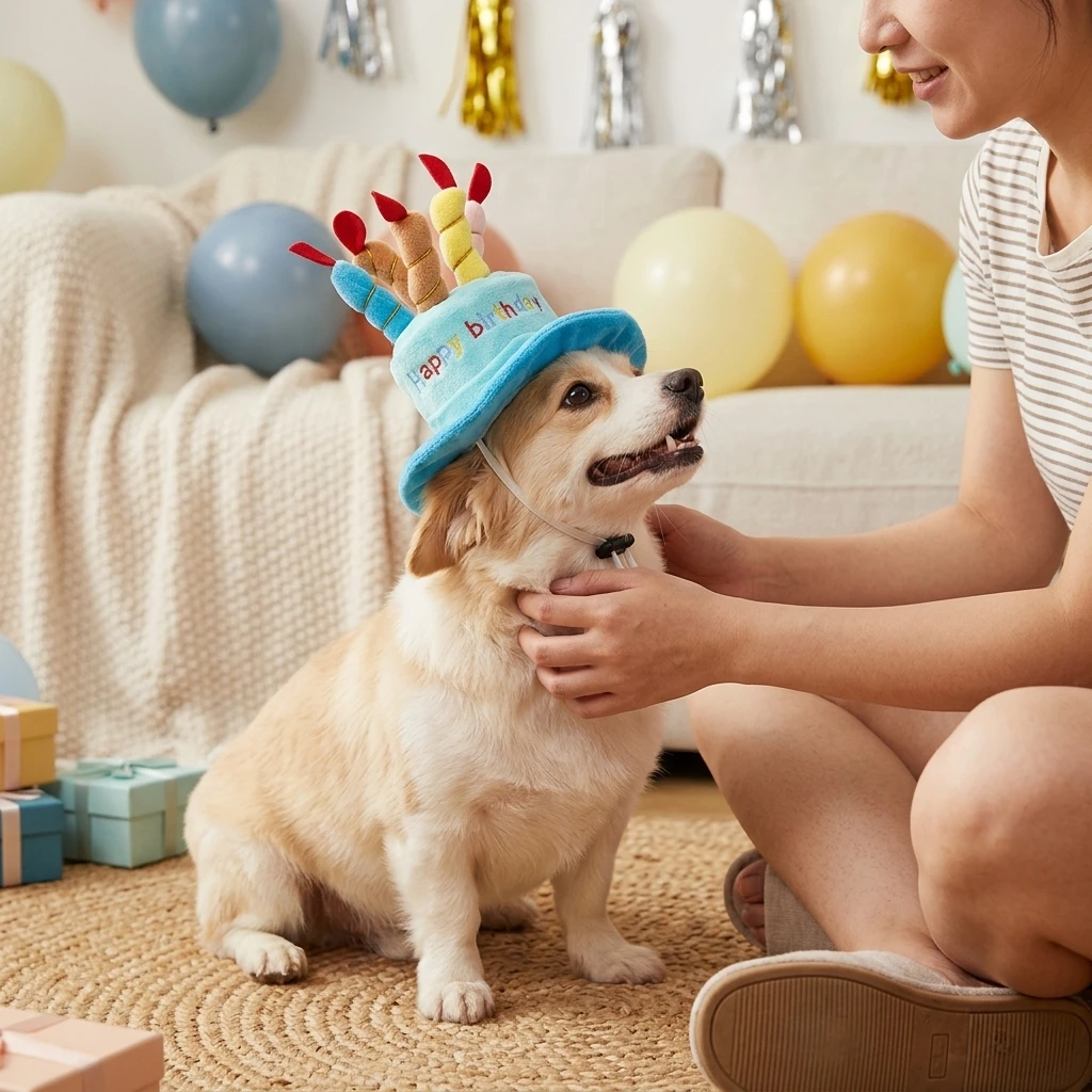 Pet Birthday Party Hat Set for Cats and Dogs - Elastic, Comfortable, Bite-Resistant, and Durable Photo Prop Gift