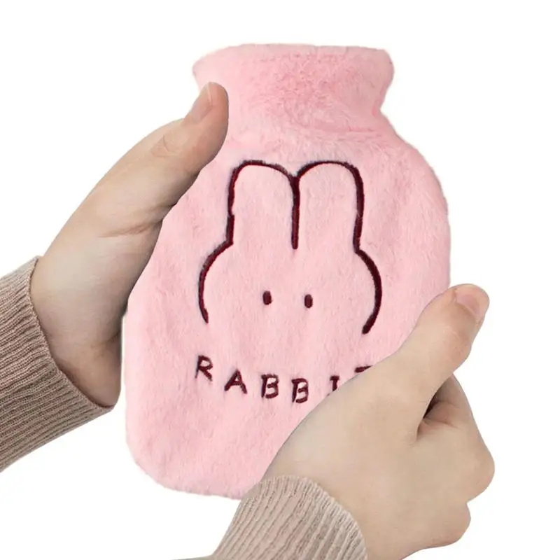 

Hot Water Bottles 1000ml Reusable Hot Bag With Plush Cover Leak-Proof Portable Hot Compress Bag Hand Feet Warmer For Winter Cold