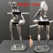  12cm Naked Busty Beauty Girl Statue golden Brass Egypt Queen Figurines Miniatures Body Art Crafts Desk Ornaments 