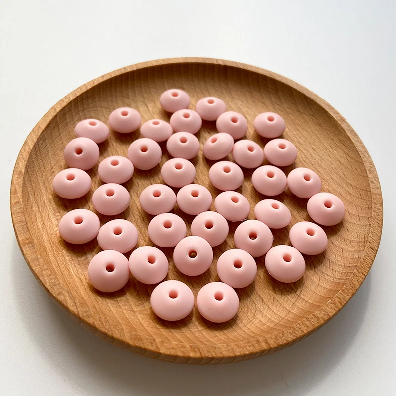 100pcs 12MM BPA Free Silicone Lentil Bead Baby Teether Chewing Bead DIY Nipple Chain Bracelet Necklace Jewelry Accessories