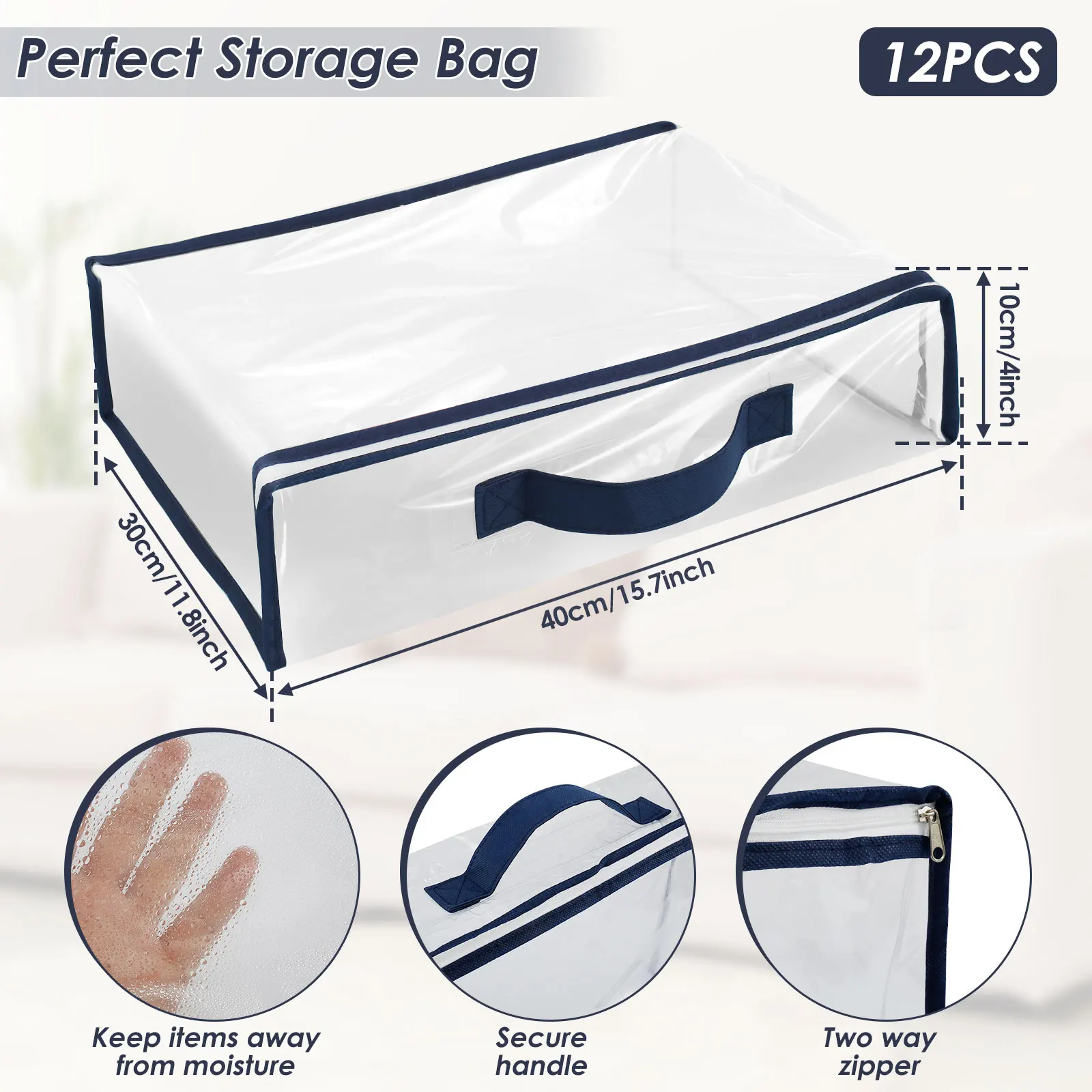 12Pcs Clear Clothes Storage Bags Waterproof Versatile Plastic Blanket Storage Bag Space Saving Closet Storage Container for Home 4