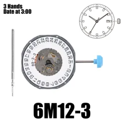 Precision Quartz Watch Movement with Date Display at 3:00 (1PCS6M12 - 3)