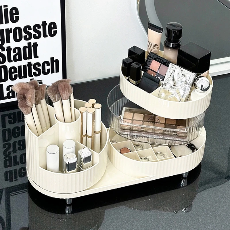 Organizador De Escritorio Con 2 Cajones, Organizador De Maquillaje, Soporte De Plástico Para Lápices, Caja De Almacenamiento Ideal Para Mesa De Tocador, Oficina, Escuela, Hogar, Suministros De