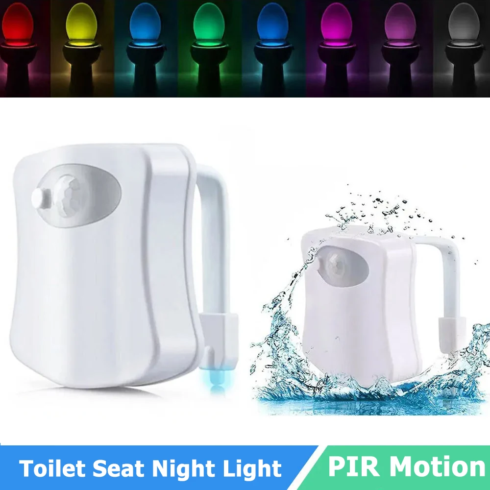 

8 Colors PIR Motion Sensor Toilet Seat Night Light Waterproof Backlight For Toilet Bowl LED Luminaria Lamps Toilet Light