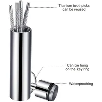 Ensemble de cure-dents réutilisables en acier inoxydable, fil dentaire, outil d'élimination du tartre, nettoyeur de dents Portable pour le nettoyage buccal des dents 4