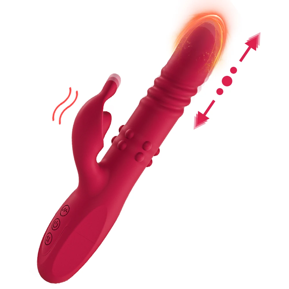 Telescopic Rabbit Vibrator for Women Powerful G Spot Rotating Massage Vaginal Clitoris Stimulator Female for Adult Sexy Toys