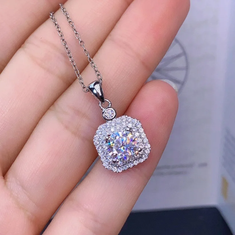 Heart Shape 3ct Moissanite Diamond Pendant 925 Sterling Silver Charm Necklace For Women