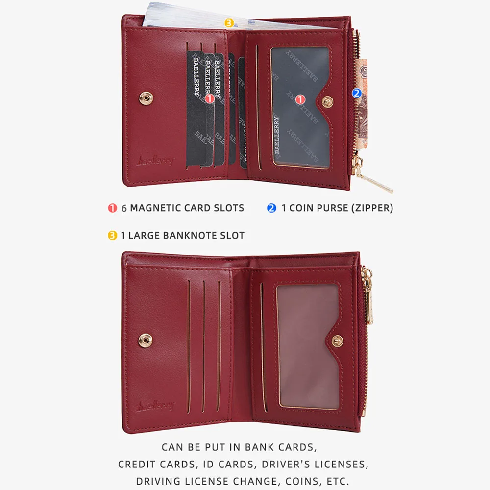 1Pcs Women's Ultra-Thin Short Wallet with Multiple Card Slots, Large Capacity, Zipper Coin Pocket, Multifunctional Storage Wallet, Mini Portable Card Holder