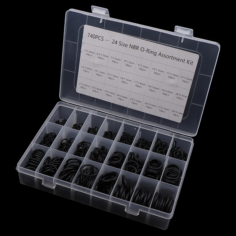 

740 шт. резиновое уплотнительное кольцо для ремонта автомобиля, уплотнительная прокладка, шайба из нитриловой резины, автомобильное уплотнительное кольцо для кондиционера