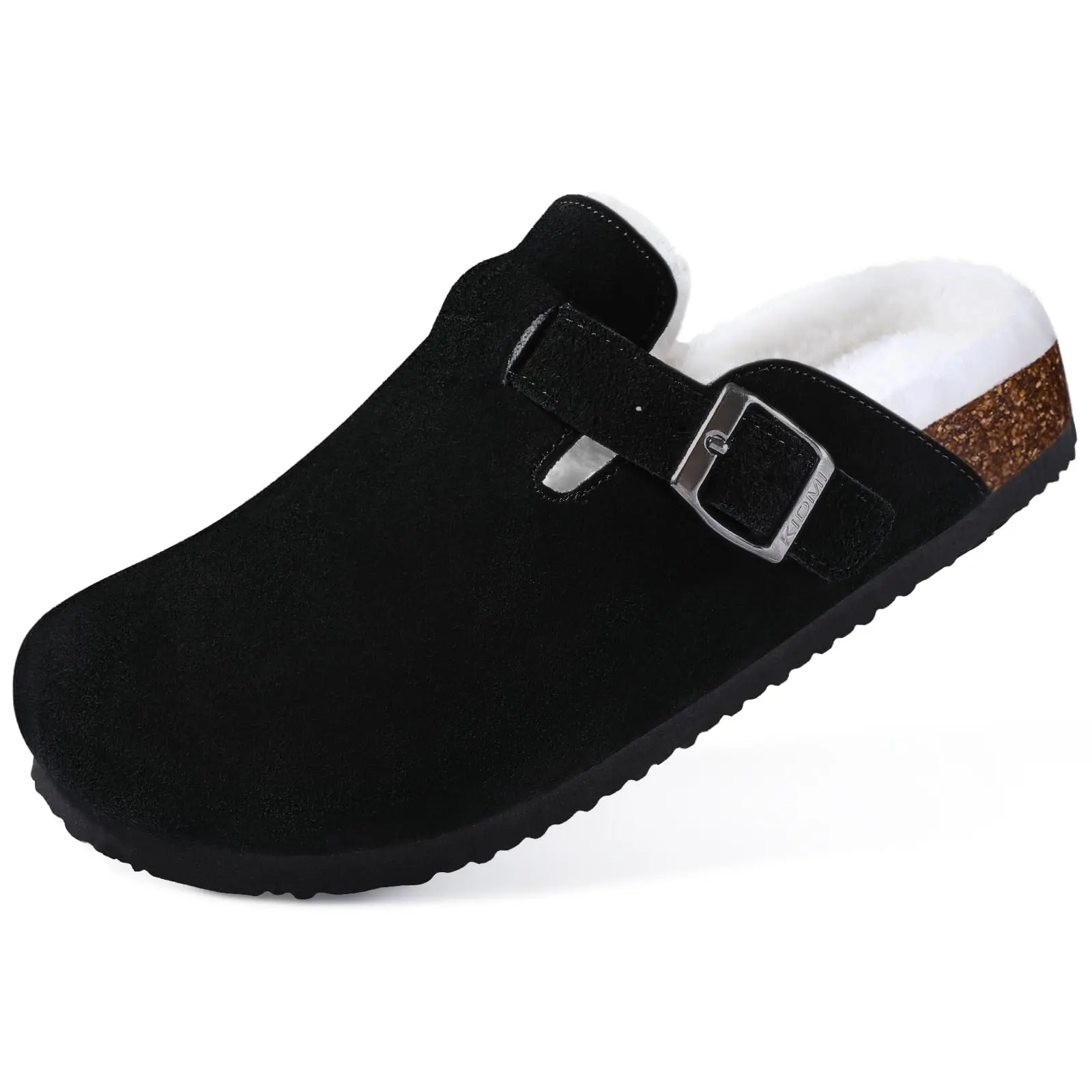 Litfun Short Plush Clogs For Women Men Winter Fur Cork Slippers Winter Fuzzy Cork Mules Classic House Cork Shoe For Arch Support 2