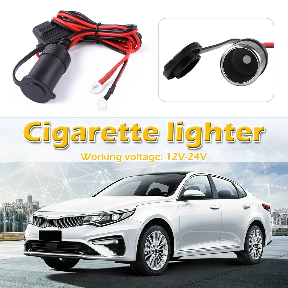 1.2m Car Cigarette Lighter Socket DC 12V 24V Durable Cigarette Lighter Socket With 10A Fuse+Cable For Car Motorcycle Truck