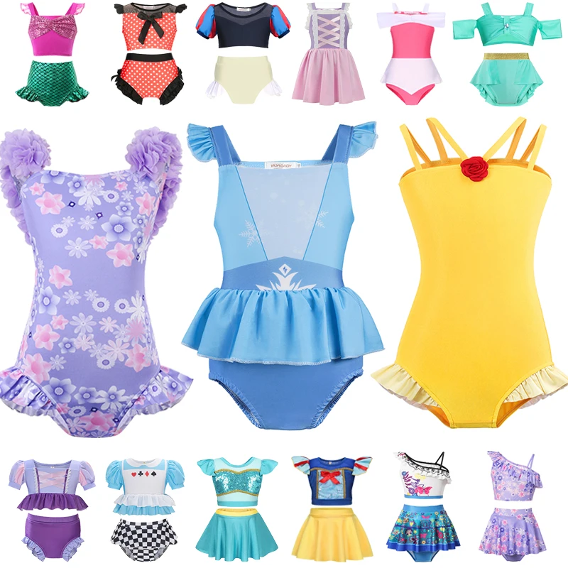 2024 Estate Costume Da Bagno Ragazze Costume Da Bagno Elsa Anna Biancaneve Belle Costume Da Bagno Neonate Costume Da Bagno Bambini Principessa Costumi