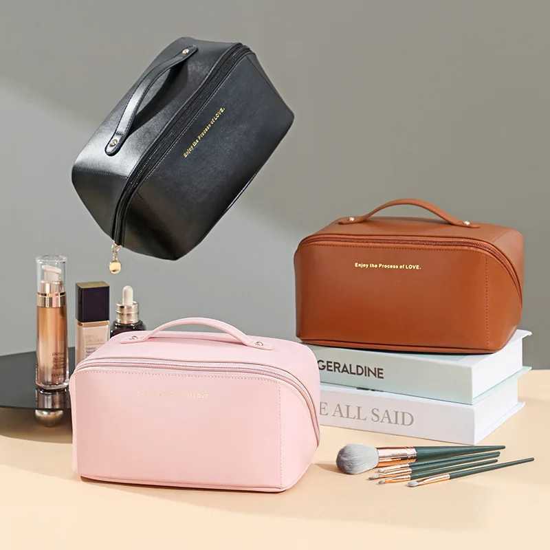 Large-Capacity Travel Cosmetic Bag Portable PU Makeup Pouch Women Waterproof Bathroom Washbag Multifunctional Toiletry Kit cosmetic bag cosmetic storage bag toiletry bag makeup bag cosmetic case