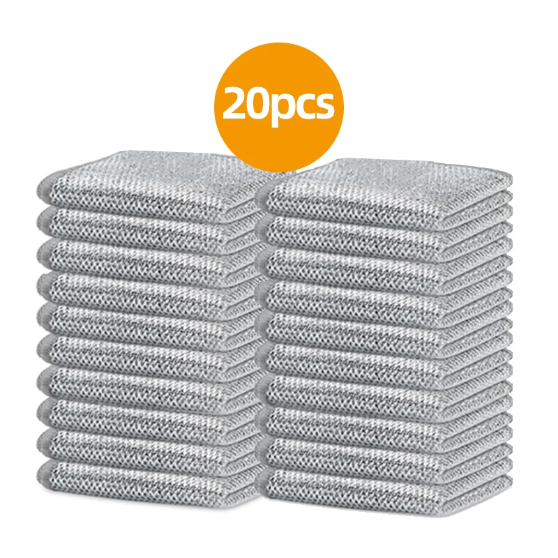 Stainless Steel Non-Scratch Quick-Dry Silvery Cleaning Cloths - Reusable Kitchen Dish Towels