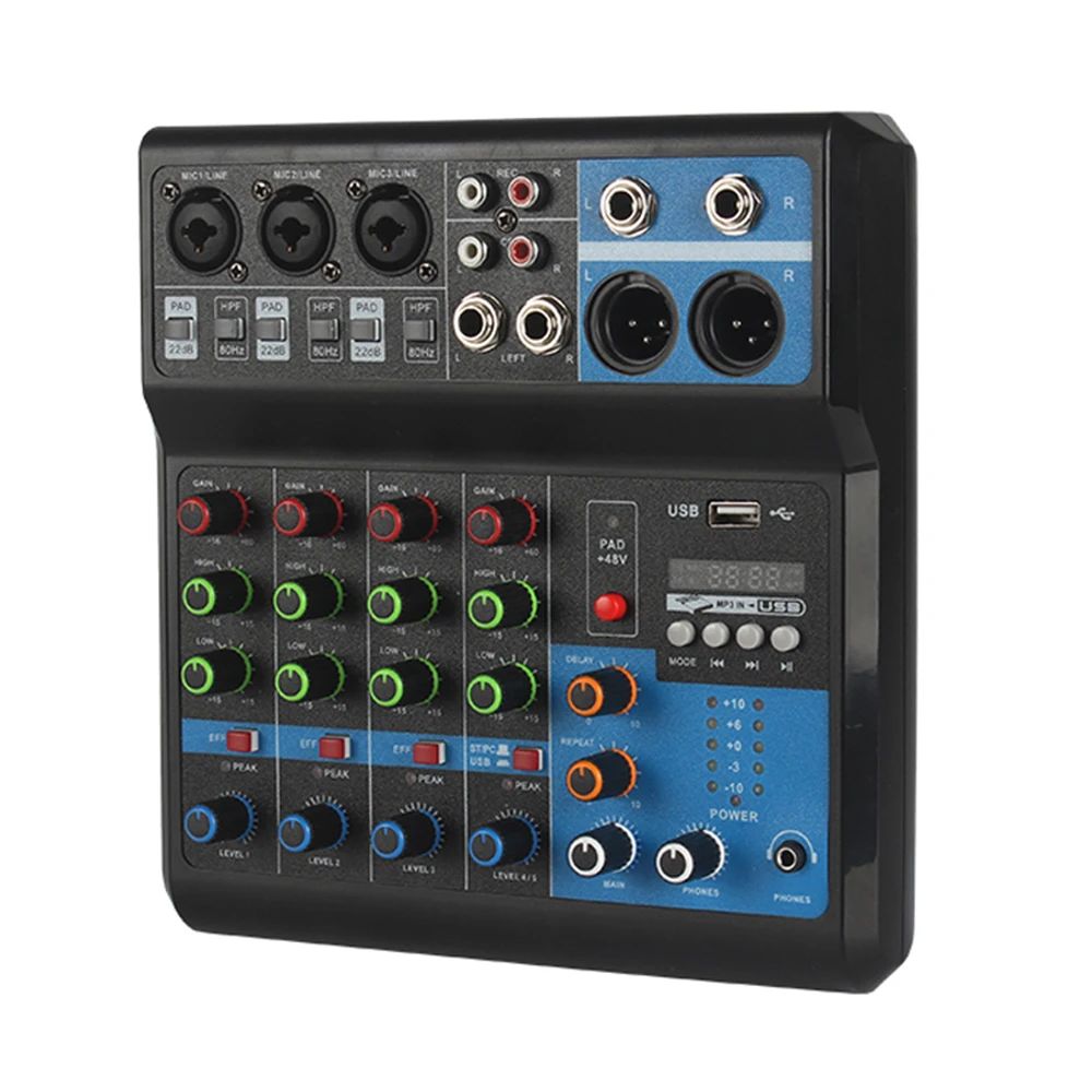 HD Audio 4 5 Channel Sound Mixer Professional Portable Console Computer Input 48v Power Live Broadcast A4 A5 audio mixer