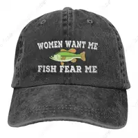 Women Want Me Fish Fear Me Women Love Me Fish Fear Me Fishing Dad Quotes Sarcastic Jokes Baseball Caps Peaked Cap Meme Hats 2