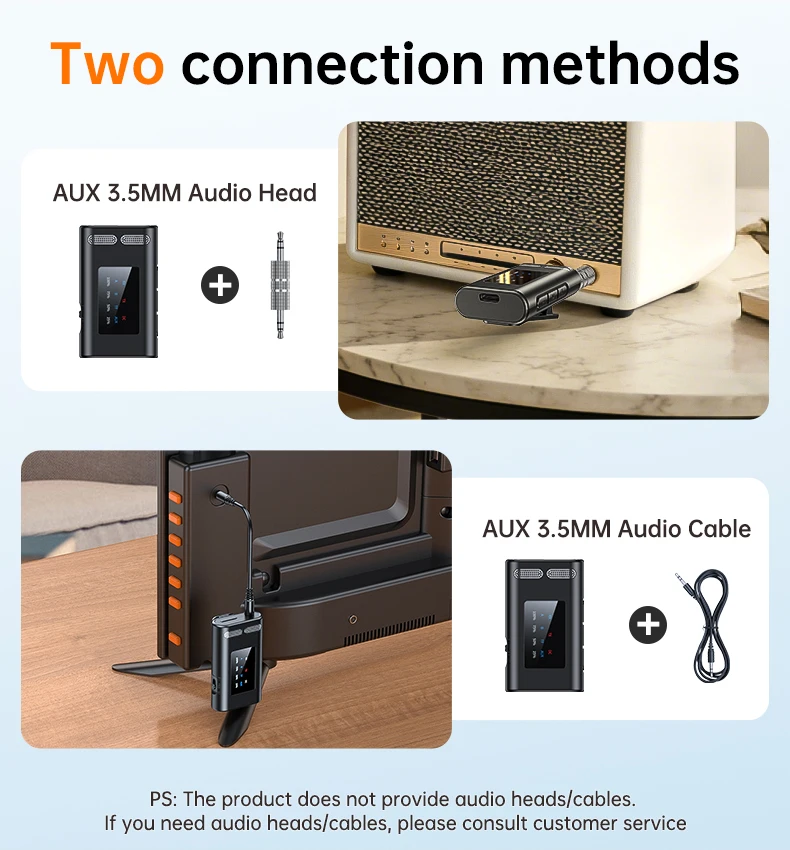 블루투스 6.0 2-in-1 트랜시버 무선 어댑터, 3.5mm 오디오 AUX 어댑터, 휴대폰용 듀얼 수신기 및 듀얼 송신기
