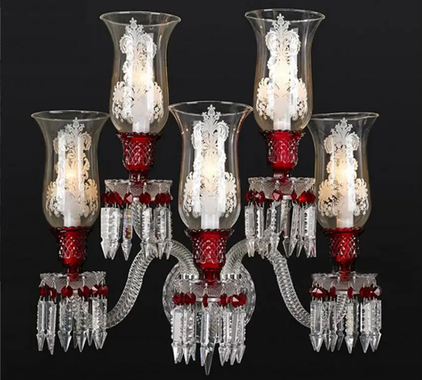 Modern Red Crystal Candle Wall Sconce 2