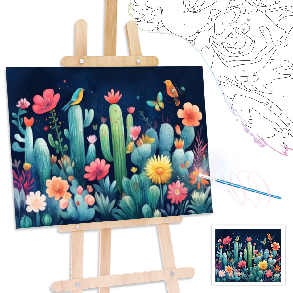 RUOPOTY-Painting By Numbers Draw Flowers With Frame Arts Crafts Wall Art Picture Acrylic Paints Art Supplies Coloring By Numbers
