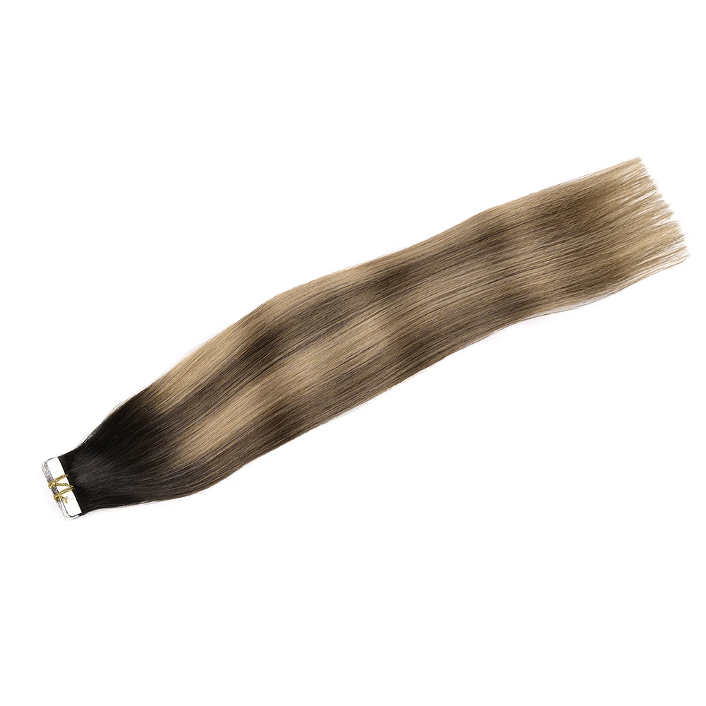 Highlight Brown Hair Tape In Hair Extension 20pcs/Pack Straight 100% Real Hair Tape In Human Hair Extension For Women 12-24 Inch