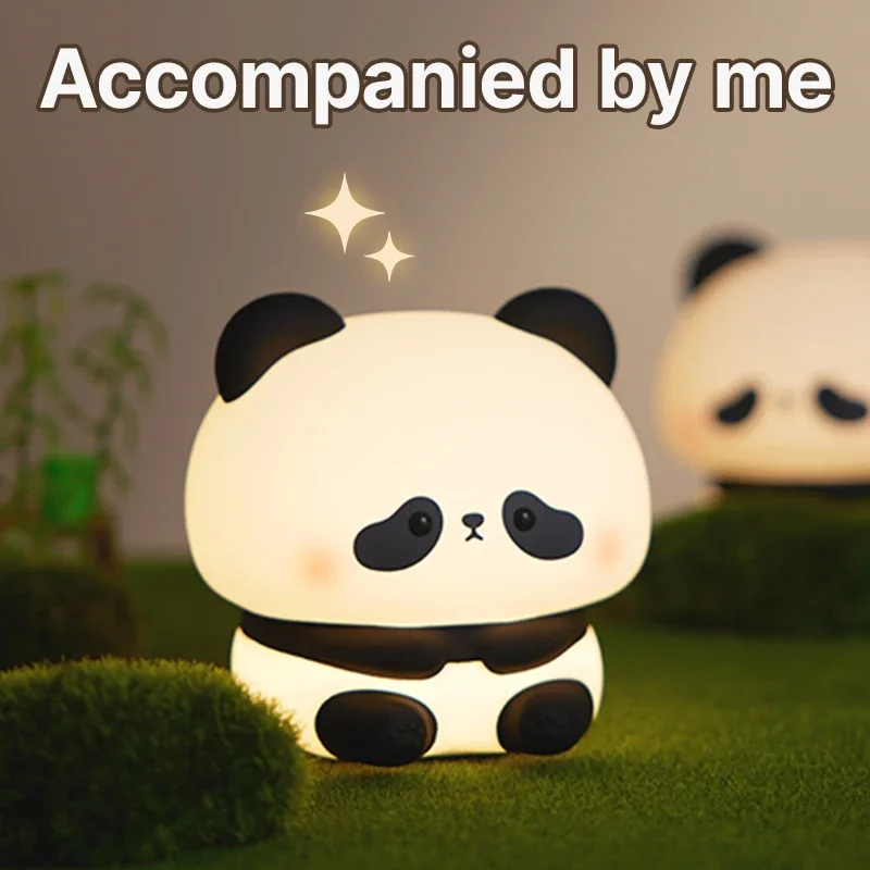 Mini Led Light Panda LED Night Light Cute Silicone USB Rechargeable Touch Lamp Bedroom Timing Lamp Decoration Children's Gift