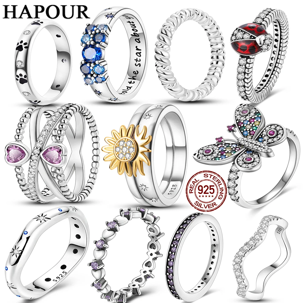 925 Silver Women Luxury Stackable Ring Real Infinite Flower Daisy Fine Jewelry Rings For Engagement Weddling Party
