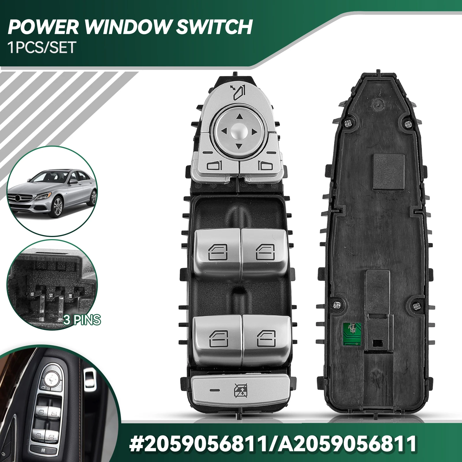 A2229056800 A2059056811 2229056800 2059056811 Schalter für elektrische Fensterheber für Mercedes-Benz W205 W253 W213 W222 C E Klasse 4-Türer Limousine – Detail 2