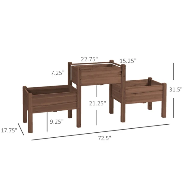 Wooden Planter、Flower shelf,Wood Planter Box-Coffee 3