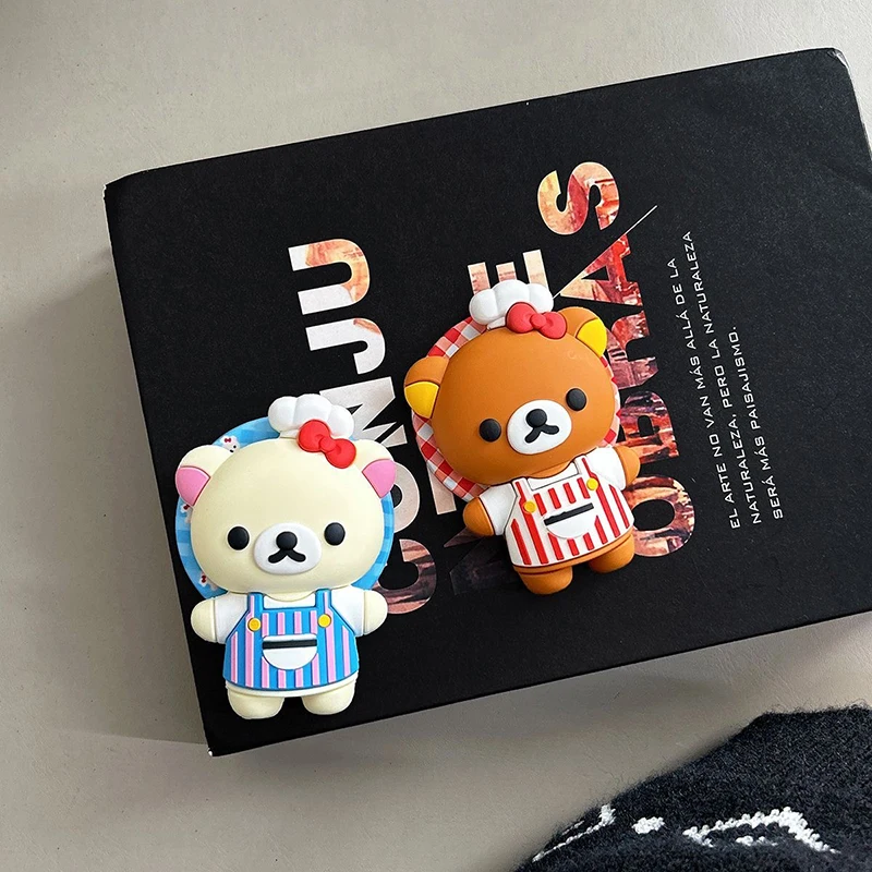 Adorable Rilakkuma Cartoon Magnetic Phone Grip Stand - Foldable Silicone Holder