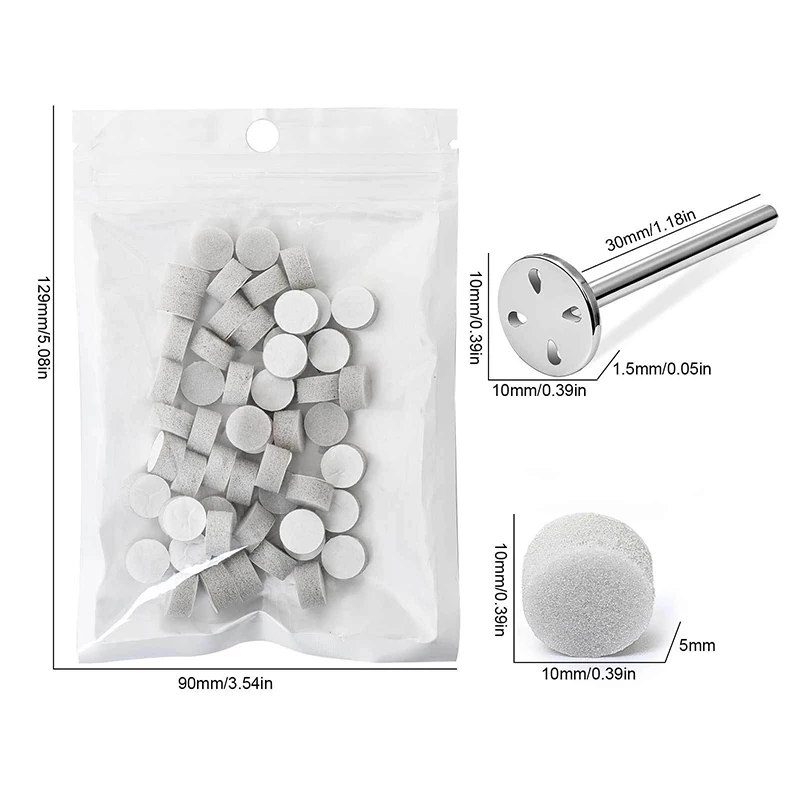 50개 10mm 자가 접착식 교체 가능한 스펀지 버핑 패드 스테인리스 디스크 페디큐어 폴리시 액세서리