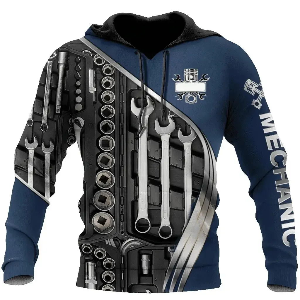 thumbnail image 1 of Sudadera con capucha de invierno para hombre nueva con estampado 3D de mecánico, sudadera con capucha de reparador, jersey retro de gran tamaño para hombre, ropa de mantenimiento para hombre, 1 of 5