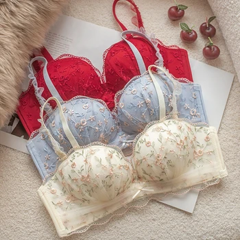 Small Breasts Gathered Women's Underwear Flat Chest Collection Side Breast Anti-sagging No Steel Ring Embossed Women's Bra 1