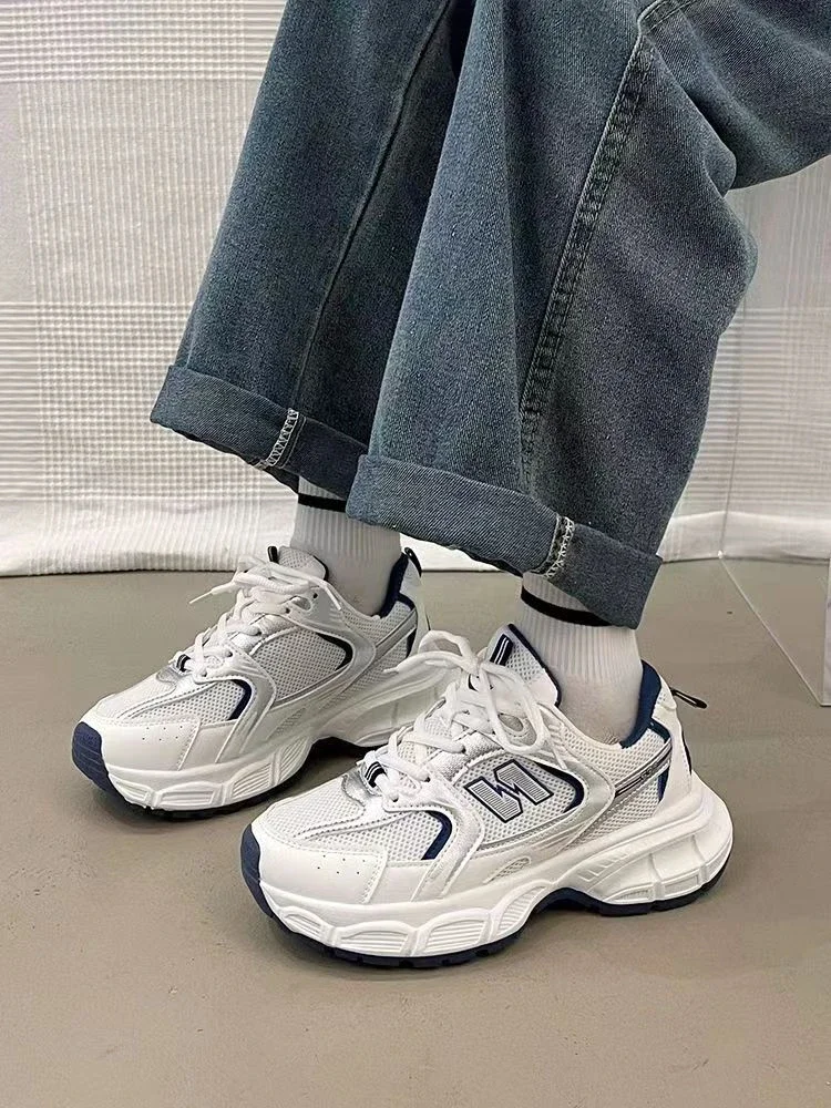 Women's Luxury Thick Sole Sneakers Fashion Casual Shoes Sneakers Women's Mesh Breathable Thick Sole Tennis Vulcanized Shoes