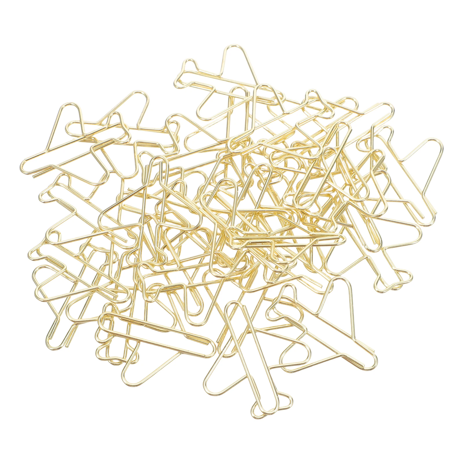 100pcs Gold Paper Clips Mini Airplane Planner Clips Decorative Metal Office Kawaii Stationery for School Goodie Bag Fillers